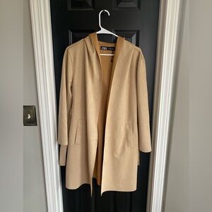 ZARA Two Toned Faux Suede Trench Coat with Belt-Size XS